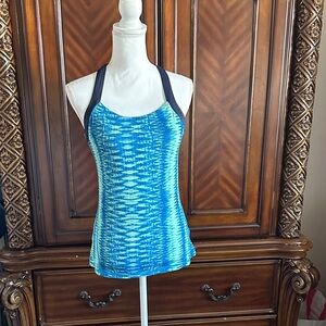 Kiwi Kate Racerback Blue Patterned Tank Top
